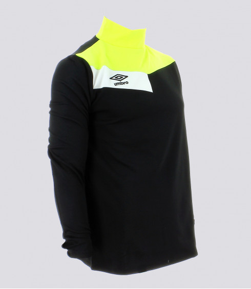 T-SHIRT DE SPORT COL MONTANT NOIR JAUNE FLUO BLANC HOMME