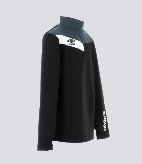 T-SHIRT DE SPORT COL MONTANT NOIR BLANC GRIS JUNIOR