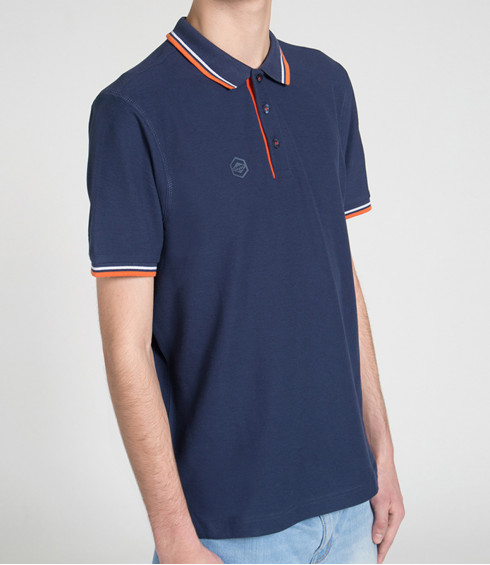 POLO MAILLE PIQUE MARINE ET BRIQUE HOMME POLO MAILLE PIQUE MARINE ET BRIQUE HOMME