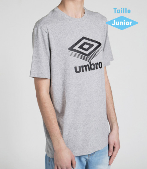 T-SHIRT COTON BIG LOGO GRIS CHINE - JUNIOR T-SHIRT COTON BIG LOGO GRIS CHINE - JUNIOR
